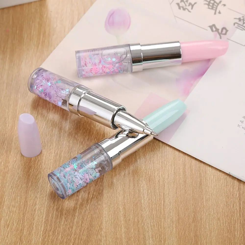 Kawaii Writing Smoothly Quicksand Pen Quick-Drying Black Ink Lipstick Pen 0.5mm Elegant Neutral Gel Pens School