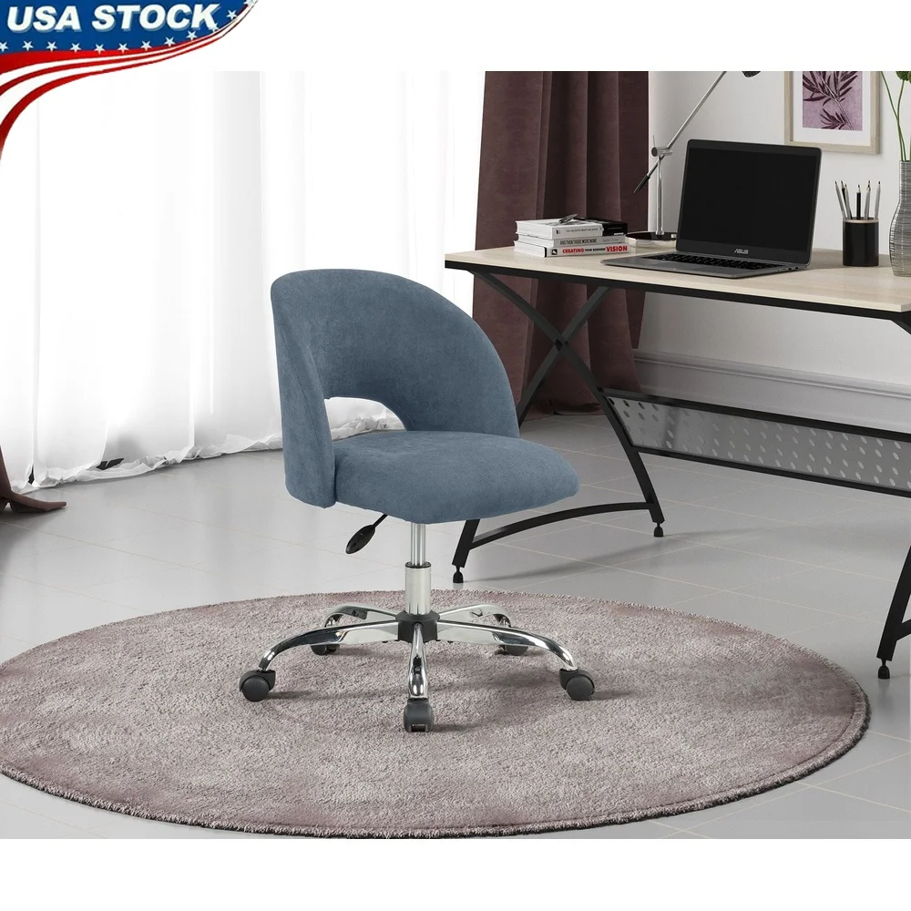

Fabric Upholstered Open Back Office Chair with Caster Wheels Pneumatic Height Adjustment Teens Adults Home Office Study