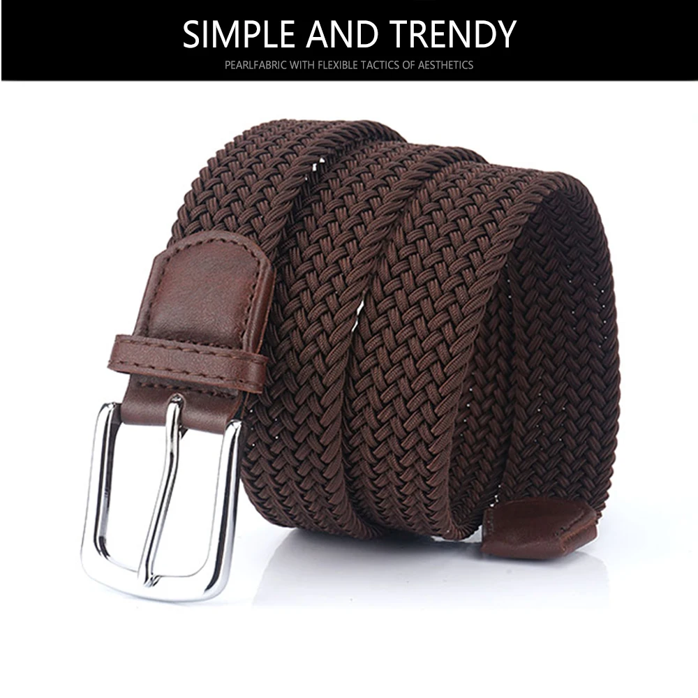 TUSHI Neue männer Nicht-loch Woven Gürtel Elastische Stretch Leinwand Gürtel Weiblichen Koreanischen Stil Vielseitig Student Hosen Denim gürtel Luxus – Detail 4