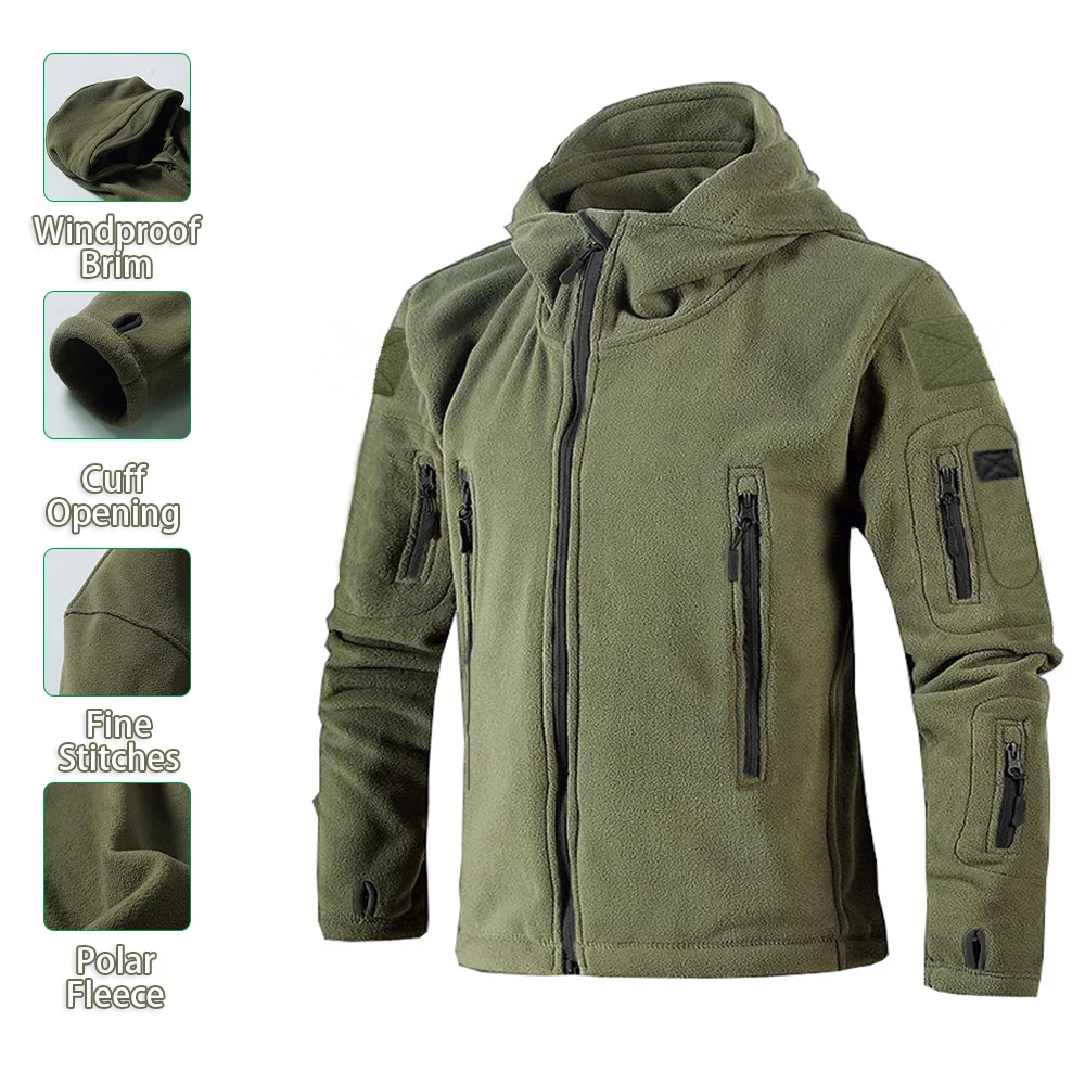 Men's Jacket Autumn New Tactical Bomber Jacket Outdoor Polar Fleece Casual Hiking Coats for Men