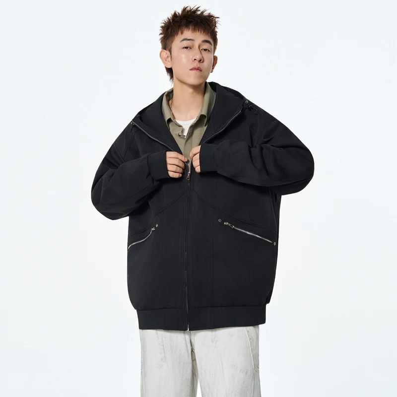 

GIOIOM женская куртка, весенне-осенняя новая однотонная свободная повседневная мужская куртка с капюшоном против морщин