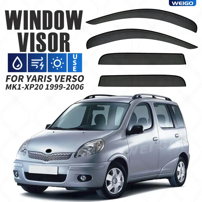 

4 шт. черных дефлекторов для окон автомобиля Toyota Yaris Vers 1999-2006, защита от дождя и солнца, аксессуары для боковых окон