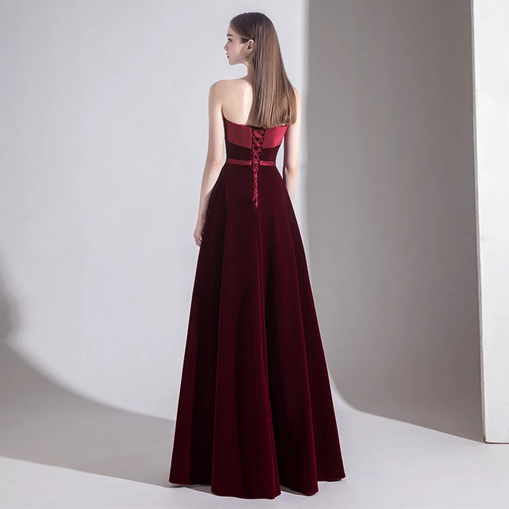 Prom Dress Floor-Length Sexy Dresses Woman Party Night A-LINE Velvet Prom Dresses