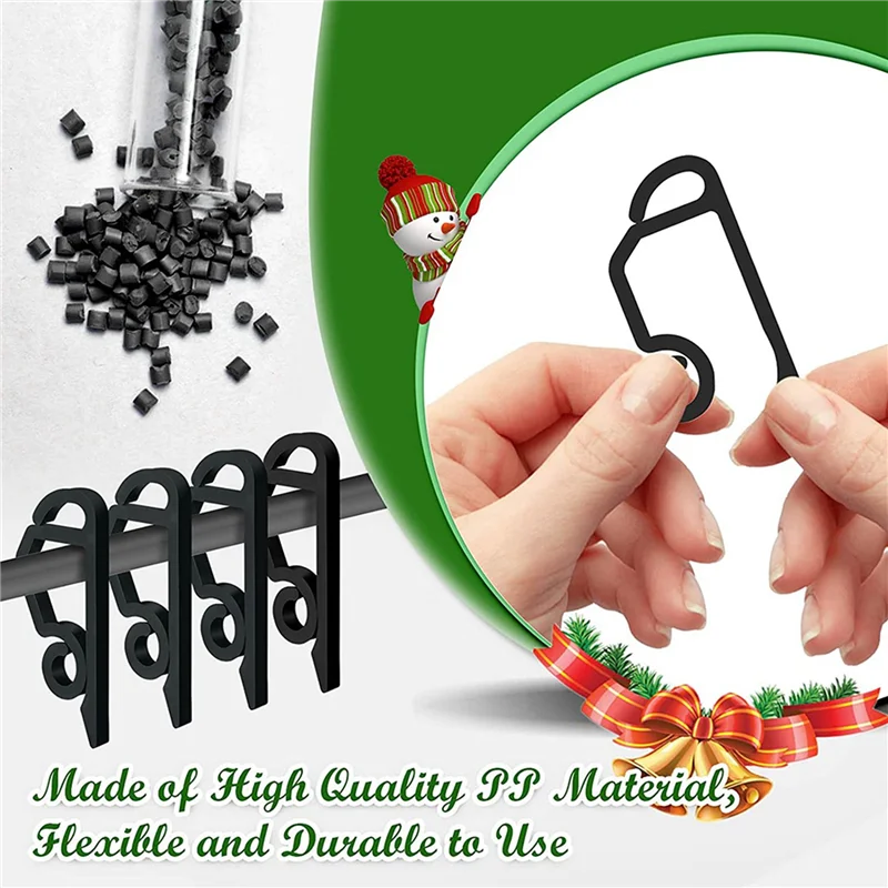 

ABMR-240X Mini Gutter Hooks Christmas Light Clips Light Hanging Clips For Party Christmas Decorations String Lights Black