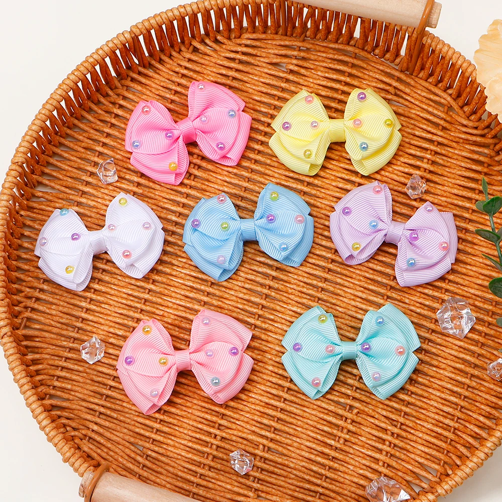 4/6Pcs New Bow Hairpin Cute Solid Color Pearl Hair Bows Clip Sweet Girls Side Clip Barrettes Headwear Korean Hair Accessories - Image 4