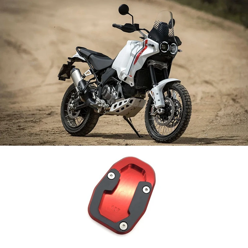 Motorcycle Side Stand Enlarge Plate Pad CNC Aluminum Accessories For DUCATI DESERT X 2022 2023 Red