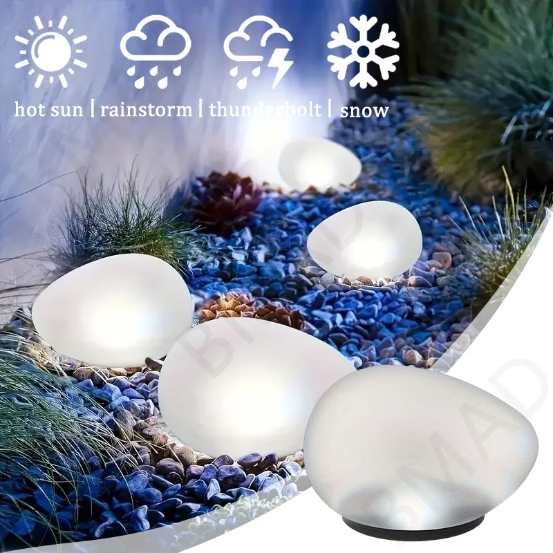 Наружные солнечные фонари для гальки, водонепроницаемые садовые скальные булыжники, светящиеся каменные пейзажные фонари для украшения дорожки