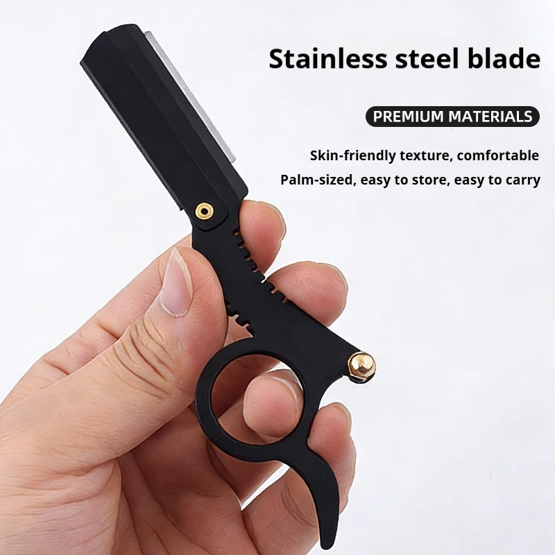 Professional Single Ring Barber Single Edge Shave Razor Vintage Classic Edge Razor with Easy Blades Replacement for Barber Salon
