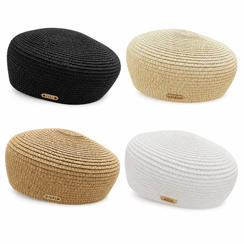 New Solid Women's Straw Pillbox Hat Round Shape Vintage Style Brimless Cap Structured Crown Women Sun Hat Formal Occasions