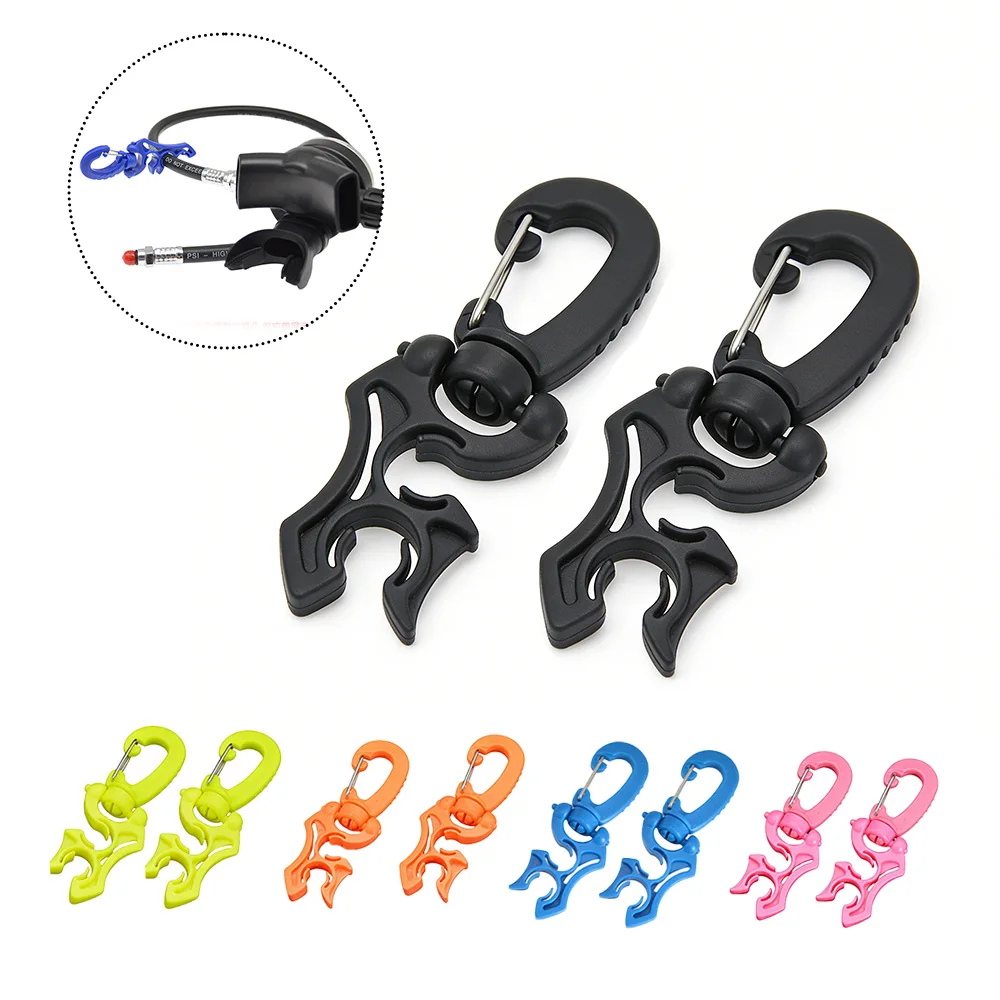 2pcs/lot Scubas Diving Double Hose Holder Clip, Diving Double BCD Hose Holder Clip Regulator Retainer Buckle Hook for Snorkeling