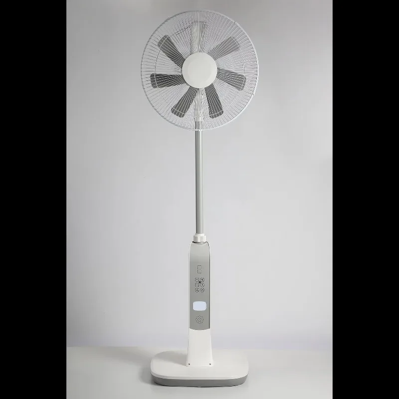 Hot Sale 16-Inch Home Electric Pedestal Fan Large Capacity Lithium Battery Solar DC Charging Brushless Digital Music Tower Fans