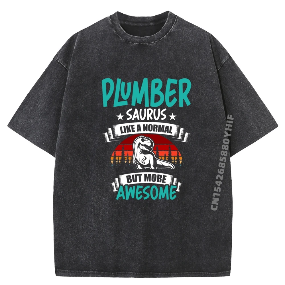 

Plumber Saurus Like Normal T Rex Dinosaur Mens Designer Clothes Graphic Washed Camisas De Hombre Printed On