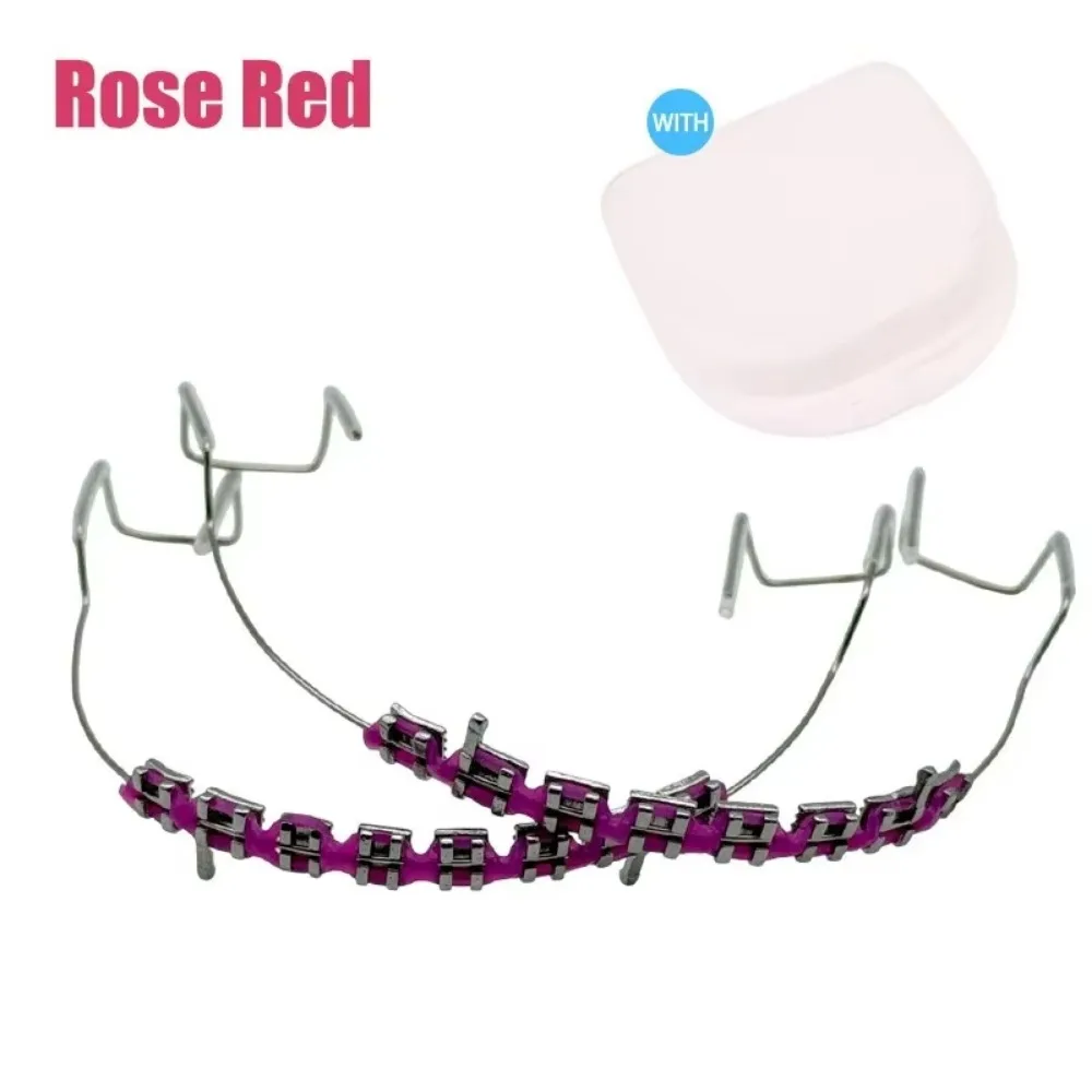 Colorful Temporary Tooth Decoration with Box, Metal Wires Orthodontic Ligature Ties & Fake Braces Brackets Quality 1 Pair