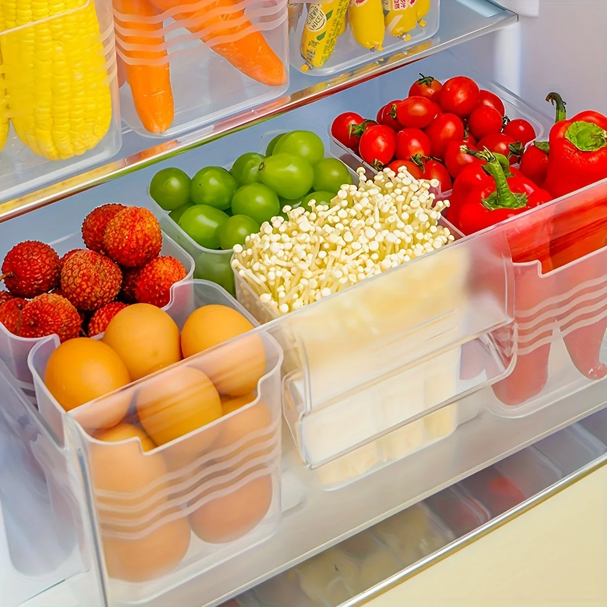 3/6 قطعة صناديق تخزين الثلاجة الغذاء الطازجة المنظم التخزين البارد هش الفاكهة التوابل الغذاء صناديق الحاويات صناديق المطبخ المنزل
