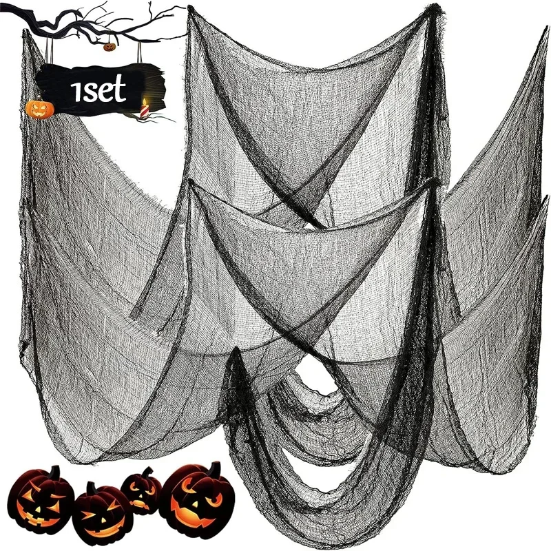1PC Halloween Gaze Stretch Spinnennetz Schwarz Weiß für Spukhäuser Halloween Party Szene Home Bar Spukhaus Dekor Horror prop