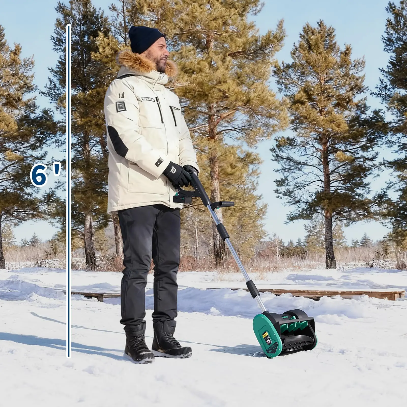 Cordless Snow Shovel, 20V 30 cm, 4.0Ah Battery and Quick Charger, Lake Blue - view 7
