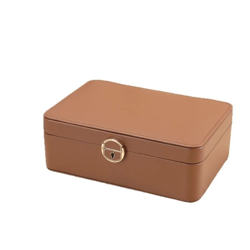 Jewelry box, high-end exquisite with lock, large-capacity stud earrings, rings, necklaces, jewelry box.