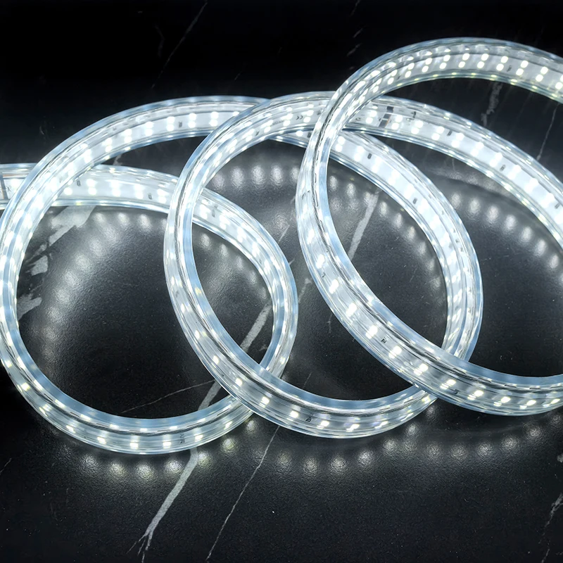 TOMAC Construction Site Outdoor Use Waterproof Led Strip Light 220-240V Dual Sides, Each Side 180leds 25M 6000K IP65 IK10