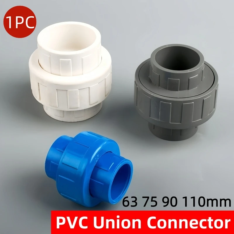 1PC I.D 63/75/90/110mm PVC Union Connector Garden Irrigation Fittings Aquarium Fish Tank Water Pipe Equal Straight Connectors