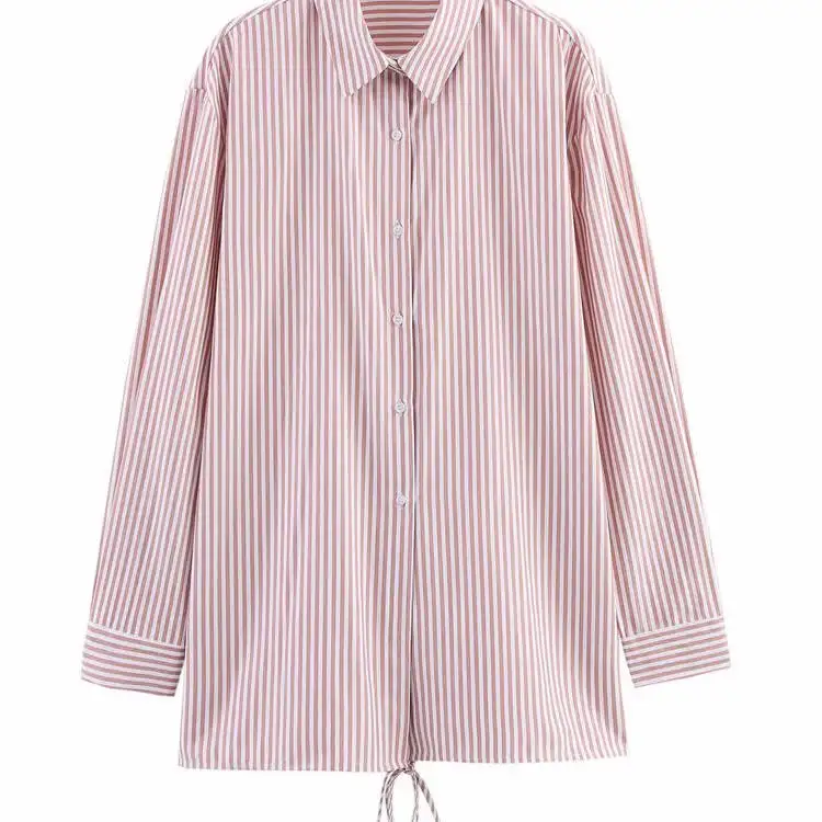 JNLEAOG Jesienna Nowa Damska Casualowa Bluza z Długim Rękawem, Luźny Krój, Zapinana na Jeden Guzik, Wzór w Paski, Włókno Poliestrowe, Odporna...