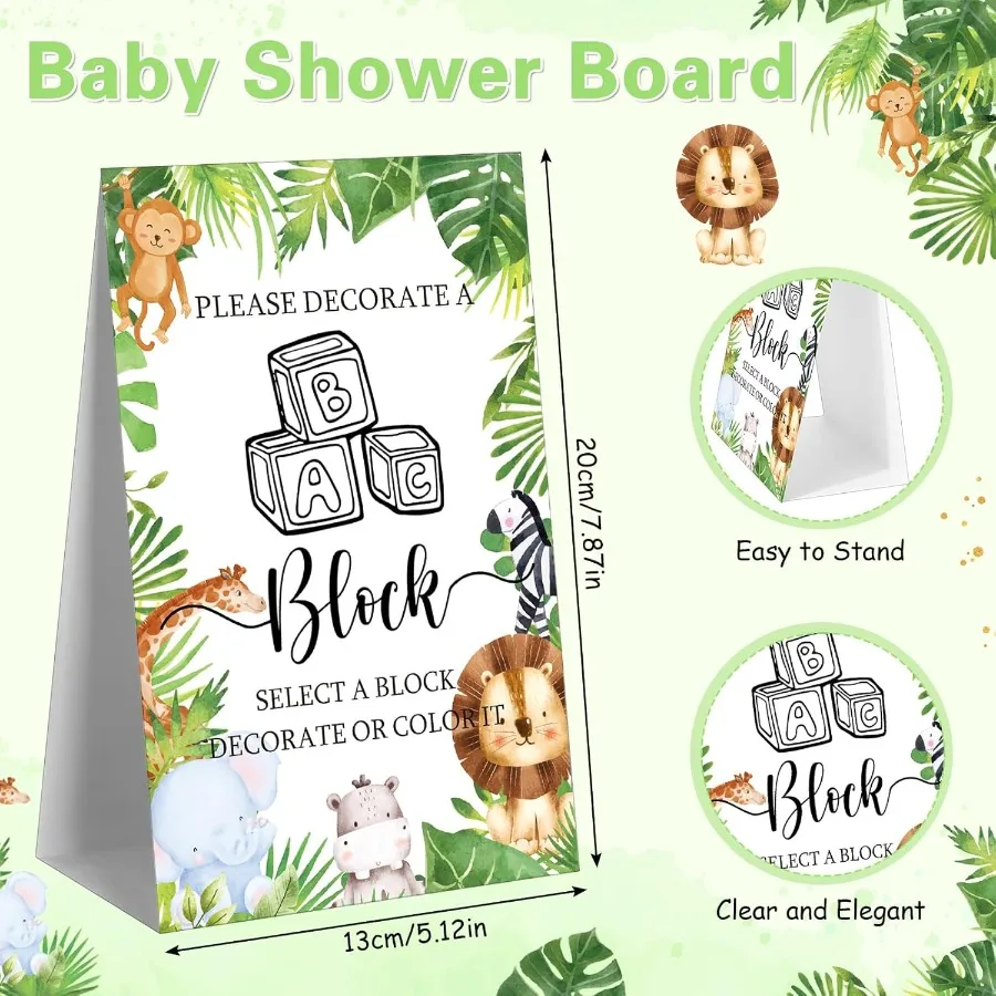 Marsui 136 pezzi di blocchi per baby shower per decorare il kit di gioco include 98 blocchi di legno 36 pennarelli 1 cartello di gioco 1 scatola di immagazzinaggio per bambino