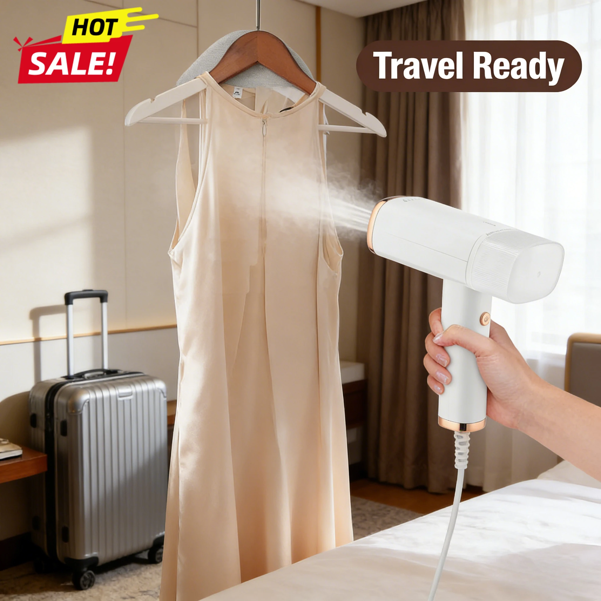 

Компактный ручной отпариватель для одежды 1000 Вт, мощный пар под давлением для удаления складок, идеально подходит для ежедневного домашнего использования и путешествий