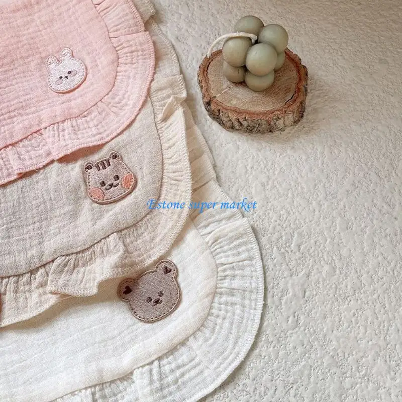 

090B Baby Bib Ruffle Saliva Towel Feeding Bib Burp Cloths Teething Bib Shower Gift