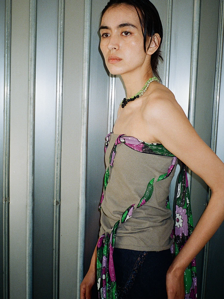 

picalme Silken Particle Sa Wrap Bustier Original Design Slim Fit Silk 54% Cotton % Single Piece Color Summer 2025