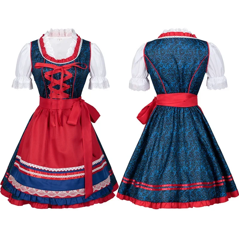 Germany Traditional Bavarian Oktoberfest Beer Girl Medieval Vintage Maid Costume Waitress Halloween Carnival Party Lolita Dress