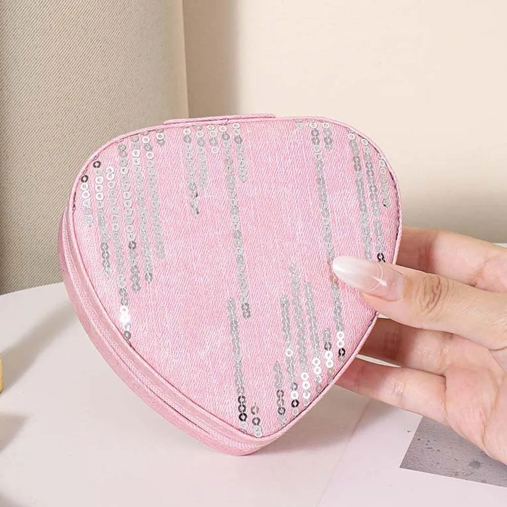 

Multi-slots Heart Jewelry Organizer ABS Compact Jewelry Storage Case Anti-lost Large Capacity Rings Necklace Packaging Box Girls