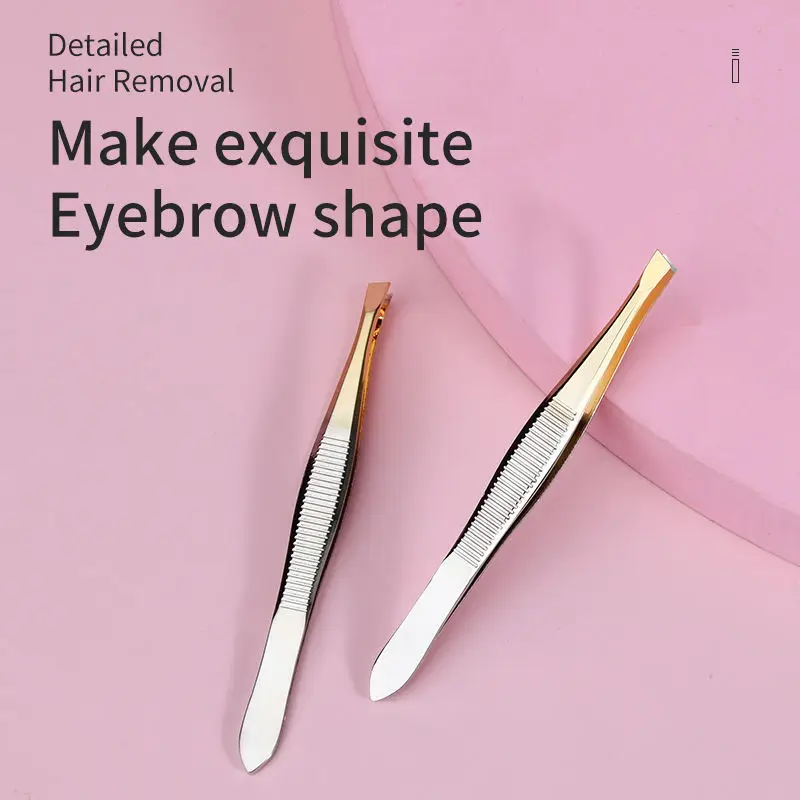 고품질 메이크업 도구 핀셋 눈썹 족집게 스테인리스 슬랜트 팁 눈썹 정리 클립 얼굴 털 제거용