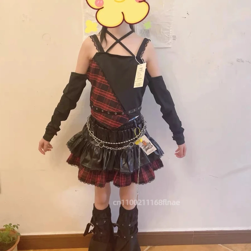 Костюм для джазового танца для девочек, комплект для танцевальных выступлений, топ + юбка + пояс + чехол для ног, детский прогулочный костюм для уличных танцев