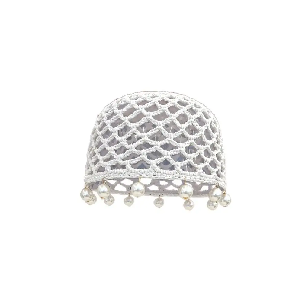 

Round Beads Crochet Hollow Tassels Knitted Hat Bohemian Style Hollow Out Knit Beanies Cap Thin Ethnic Style Hat