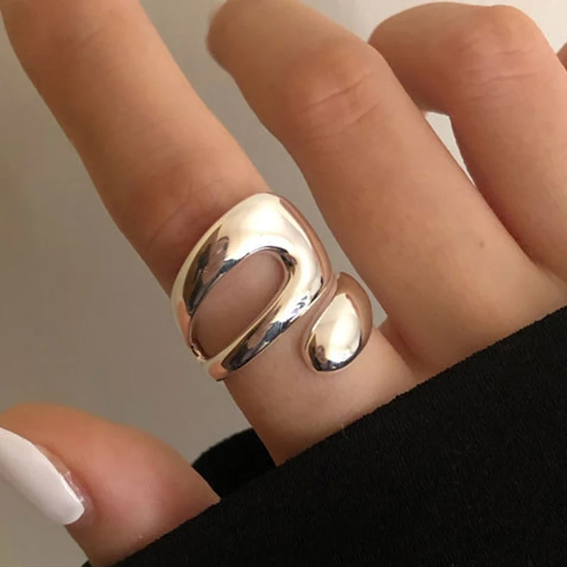 Women's 925 Sterling Silver Double Layer Geometry Ring