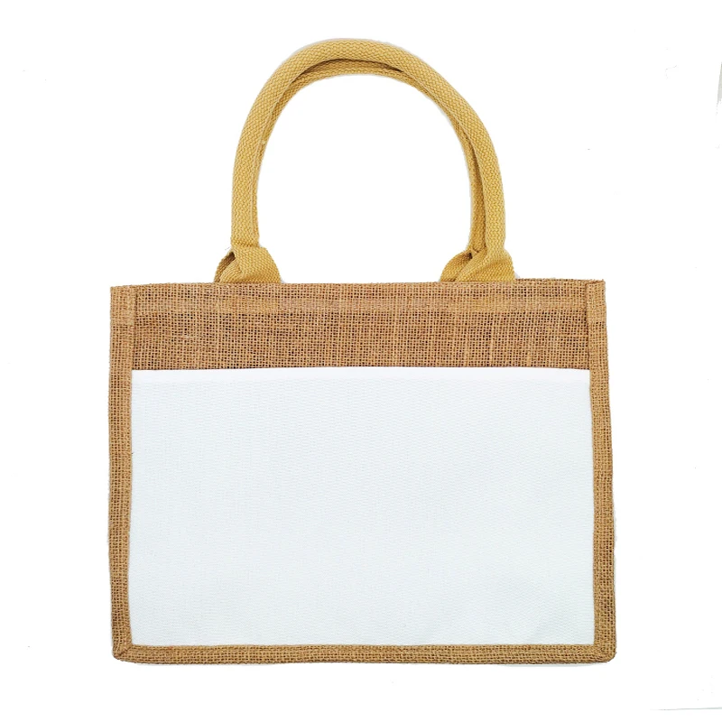 Imagem -03 - Sublimação Jute Shopping Bolsa Bolsala Personalizada Espaços em Branco para Design Faça Você Mesmo Novo 20 Pcs Lote