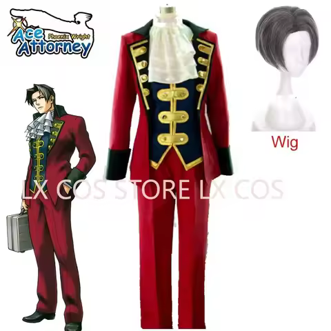 Ace Attorney Miles Edgeworth Cosplay Costume Customized Anime Clothes Cos Wig