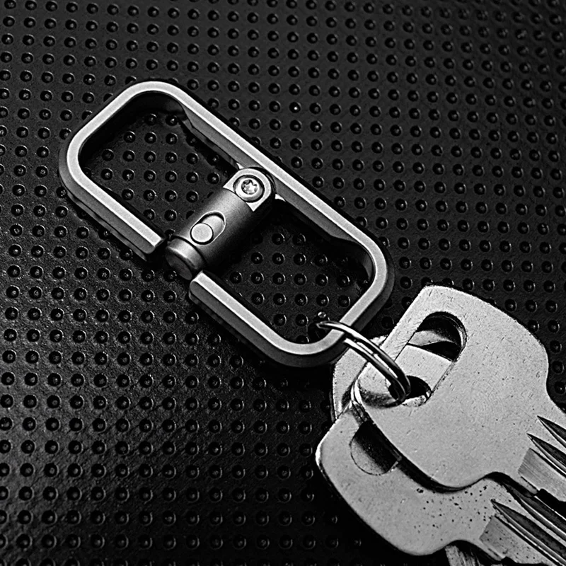 Titanium Alloy Press Lock Position Keychain Quick Release Car Keychain Cowhide Pendant EDC Gadget Gift For Men