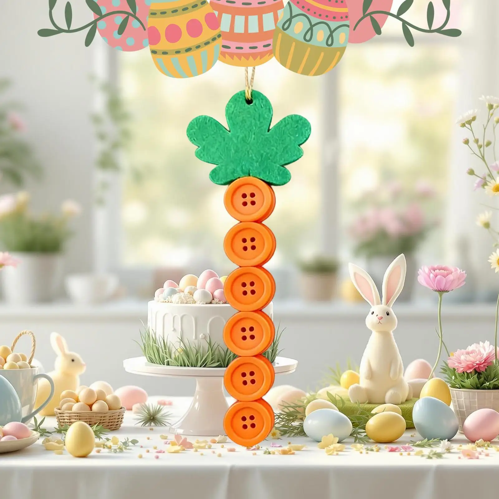 Kits d'ornements de boutons, lapin de pâques, décoration de maison amusante, ensemble d'artisanat familial pour adultes et enfants, mur de salon et de chambre à coucher