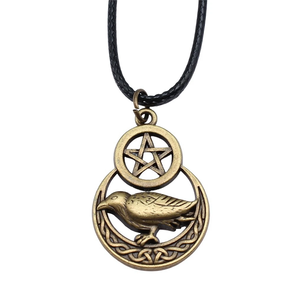 1pcs Pentagram Star Crow Charms Necklace For Women Women Accessories Jewelry Making Items Chain Length 45+4cm