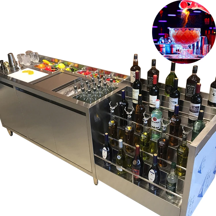 

Mobile Set up Bartending Work Bench Easy Assemble and Transport Stainless Quality Smooth Working bar Table
