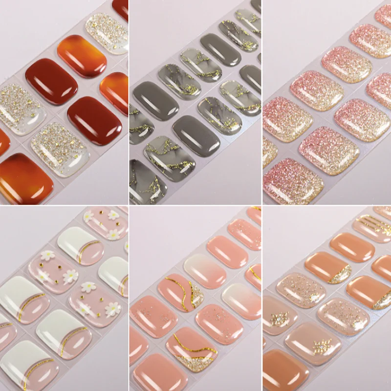 

22 наконечника, без УФ-гелевые наклейки для ногтей, накладки на ногти, флэш-маникюр, слайдеры для ногтей, украшения для дизайна ногтей, аксессуары для ногтей