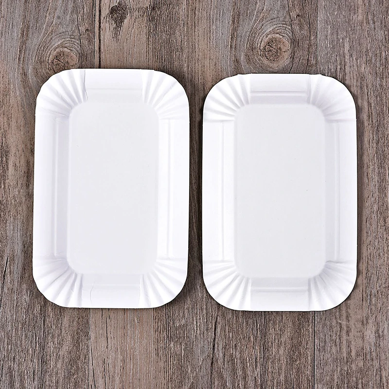 50 Pcs Eco-friendly Disposable Dish Dinner Plates Rectangular Birthday Cake Paper Plate