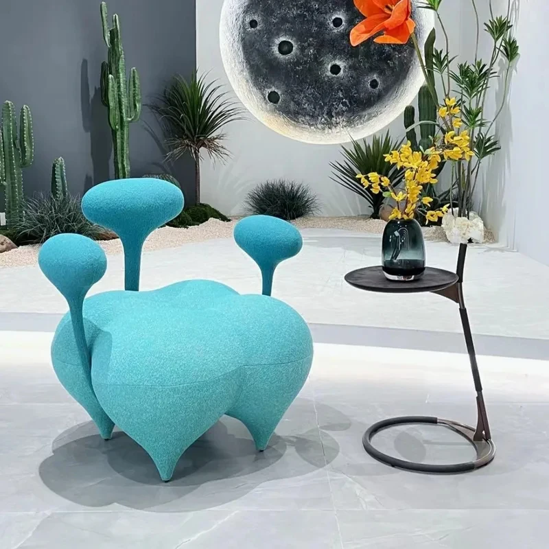 Modern Blue Fabric Single Armchair Household Hotel Soft Cushion Leisure Sitting Furniture