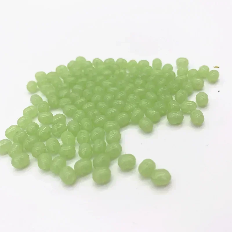 Luminosos e transparentes PE Beads, Pérola Oval, Cross Hole, Carpa Acessório Pesca, água salgada Rigs, 100Pcs