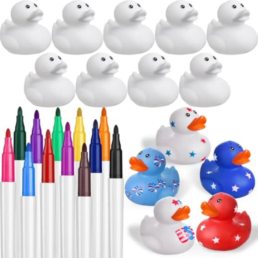 

Pcs 2 Inch White Blank Rubber Ducks for Funny Creative Rubber Ducks with Pens of Colors for Pool Bathtub Float Cute DIY Crafts