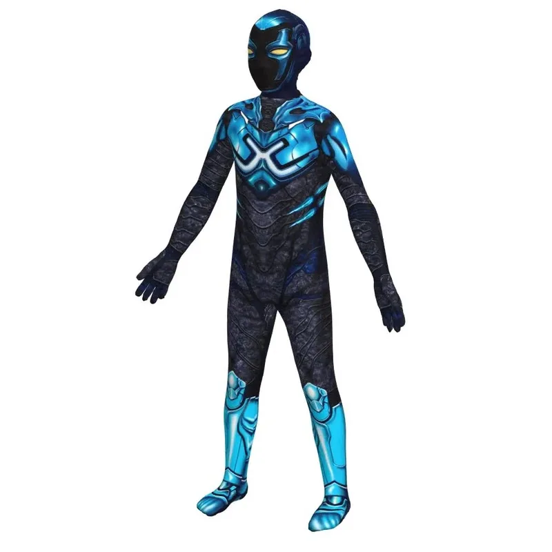 Disfraz de escarabajo azul para niños y adultos, superhéroe Jaime Reyes Mcfarland, mono, traje, máscara, disfraz de Halloween, hombres, niños y niños