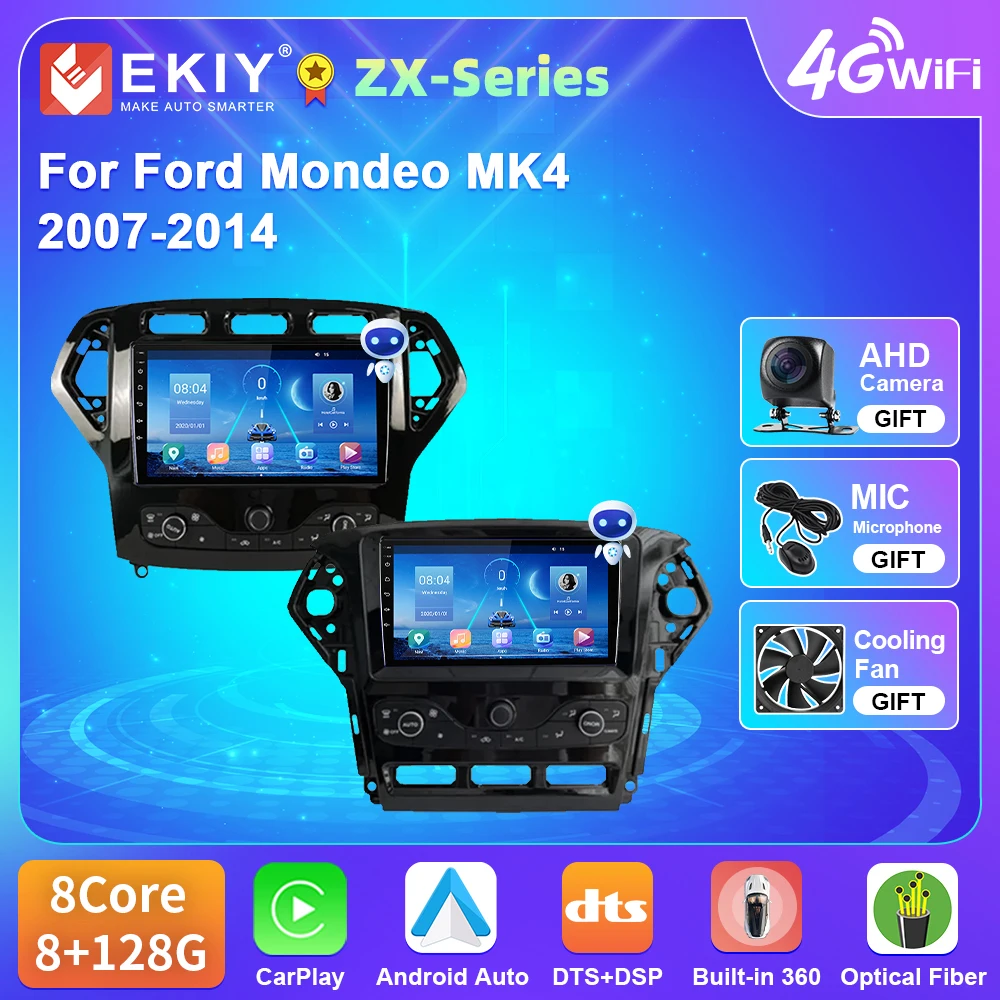 EKIY Autostereo For Ford Mondeo MK4 2007-2014 Car Multimedia Video Player GPS Navigation Radio Android Auto Carplay No 2din