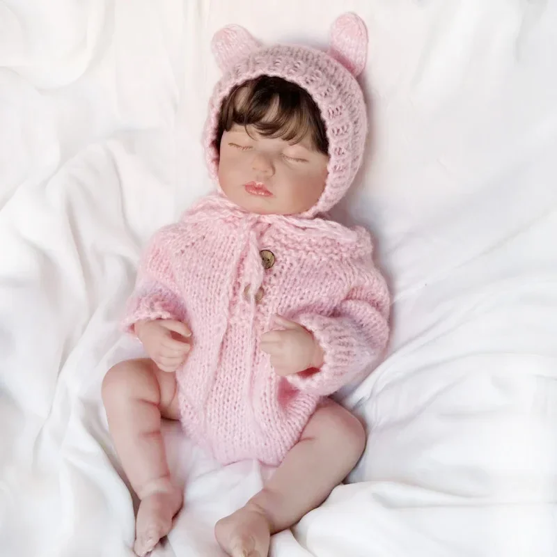 

Sleeping Loulou Full Vinyl Body 19‘’ Reborn Baby Doll Lifelike Newborn Multiple Layers Painting 3D Skin With Hand-Rooted Hair