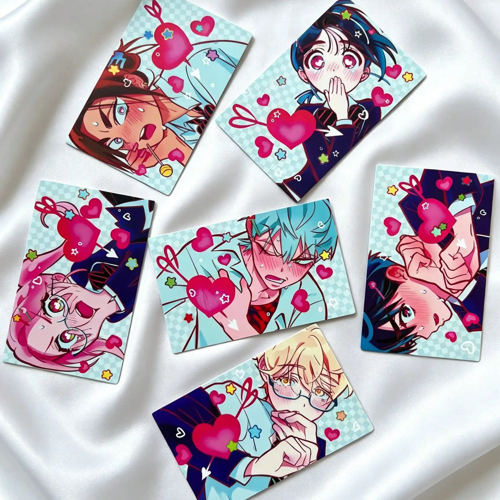 6PCS Anime Character Music Alien Stage Small Cards 3-Inch 54cm*85cm Postcards Collectible Cards from Cartoon Series