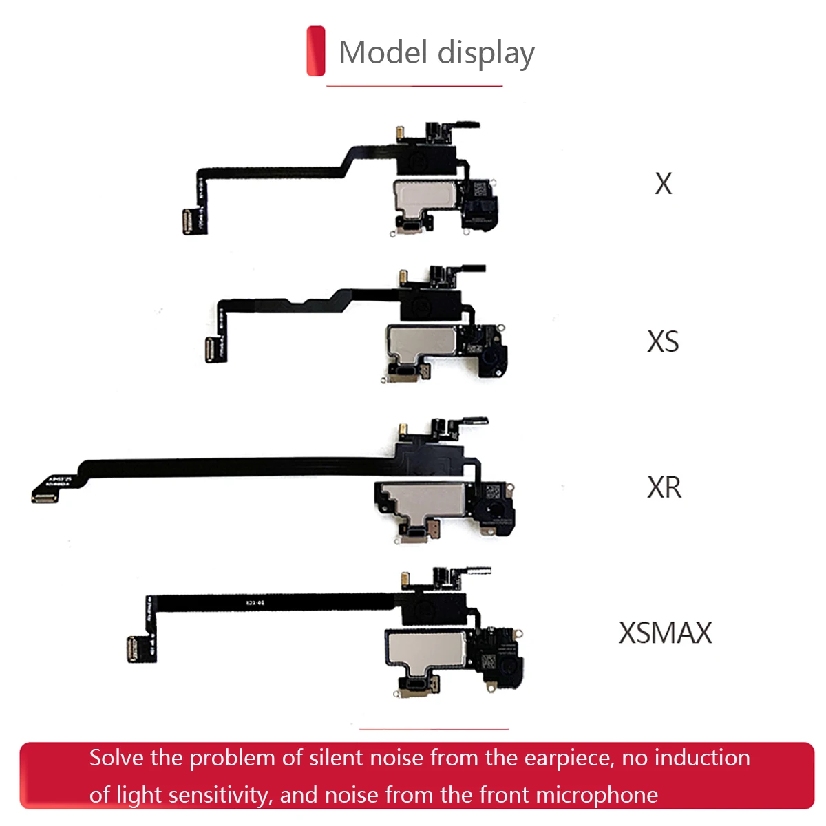 سماعة أذن لهاتف iPhone ، X ، XR ، XS ، 11 ، 12 ، Mini ، Pro ، Max ، مستقبل الصوت ، مستشعر ضوء القرب ، ميكروفون ، كابل مرن